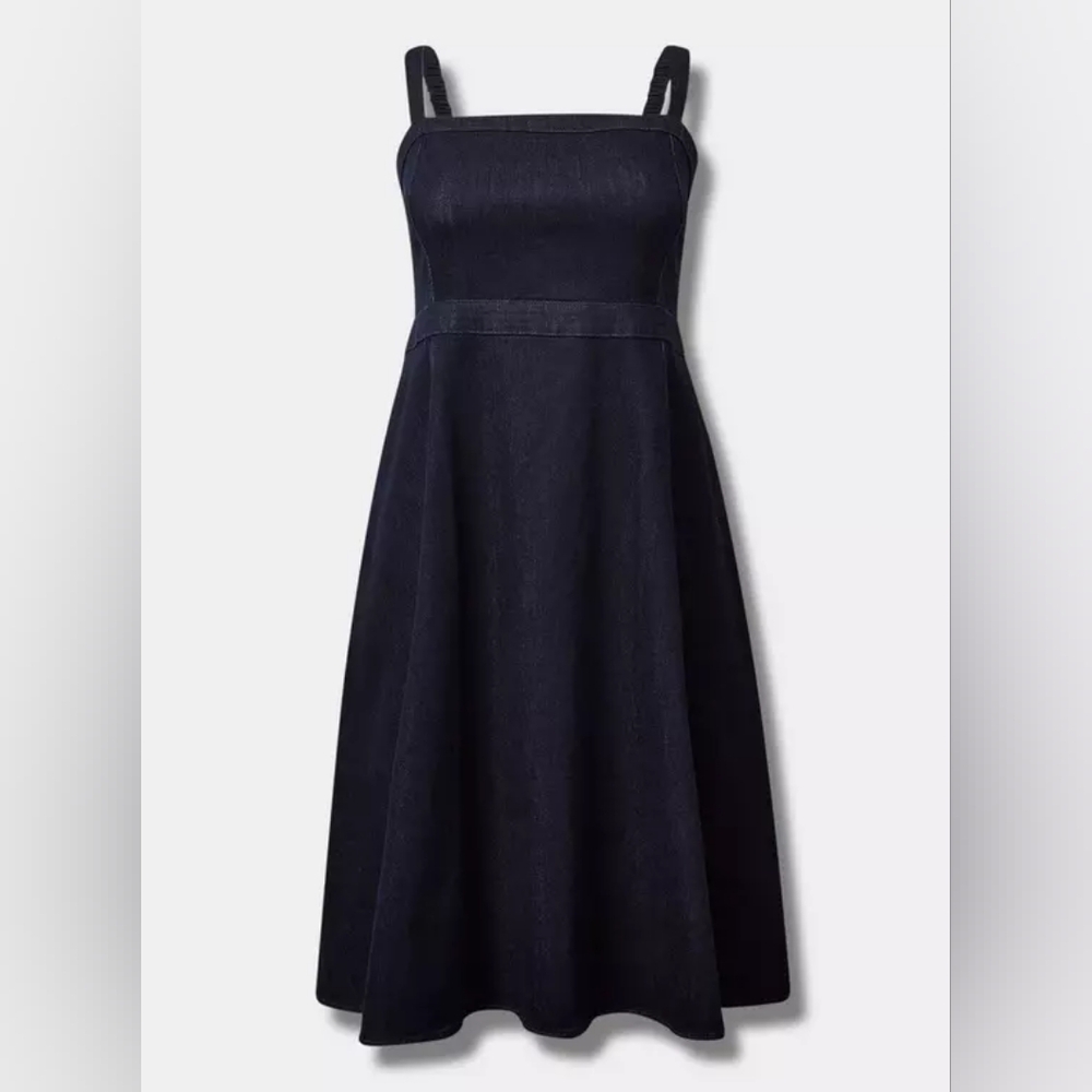 Torrid Sz 5 NWT Midi Denim Sleeveless A-line Dress